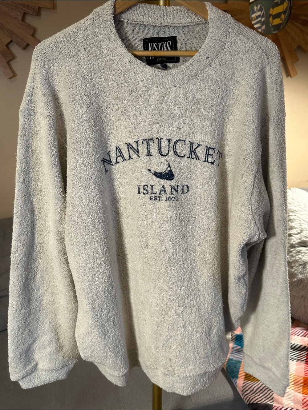 Terry cloth Crewneck Sweatshirt - Light Gray